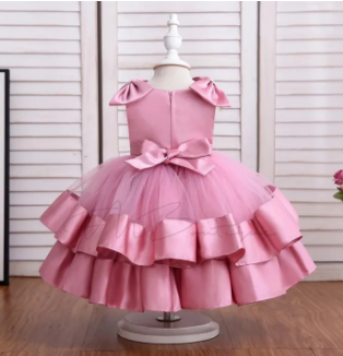 Kid Girls Summer Dress, Fluffy, Birthday Gown for Girls Newborn Girls Red Dress Birthday Part Tutu Dress Flower Girl Wedding, ( Fabric Net And Silk)