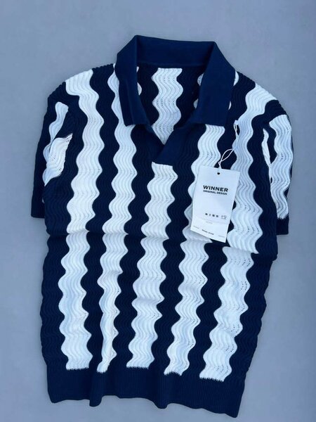 Polo homme à rayures ondulées