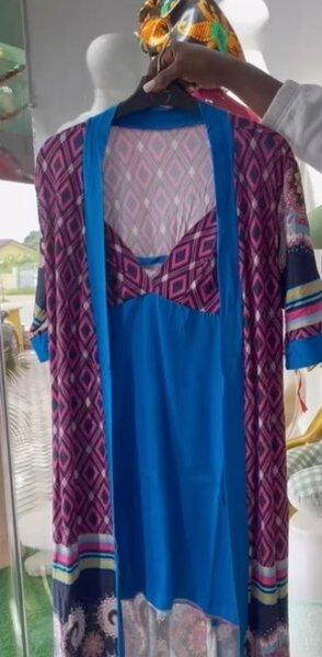 Women's Blue Housecoat Cotton