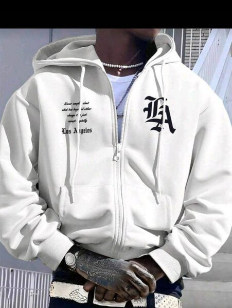 Sweat à capuche homme blanc LA