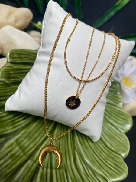 Collier Superposé Lune Dorée