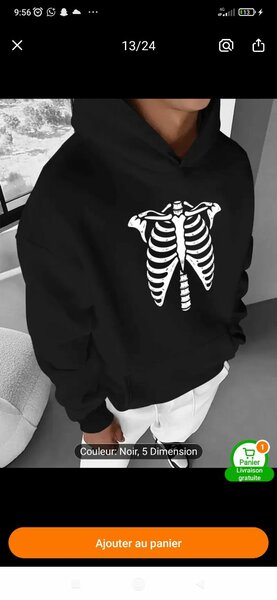 Sweat à capuche squelette