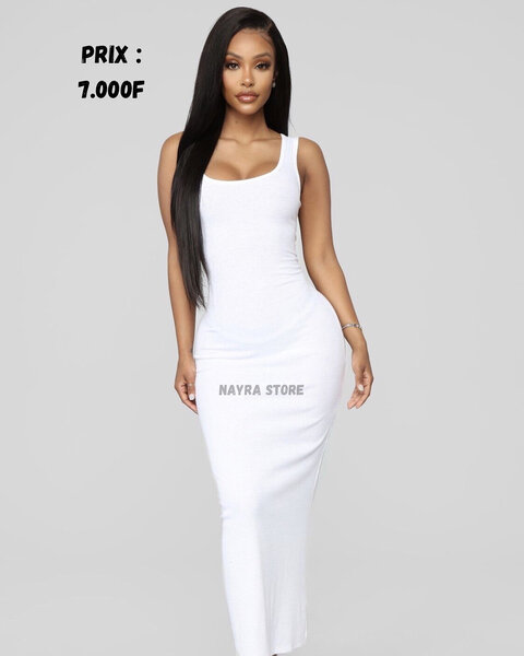 Robe Longue Blanche Élastique