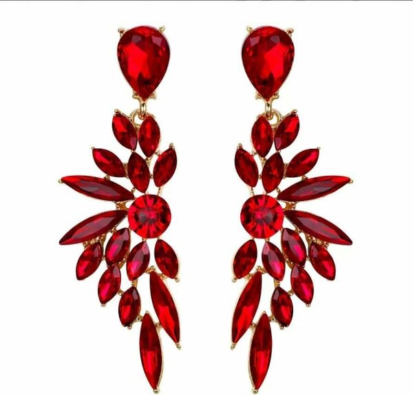 Red Gemstone Drop Earrings