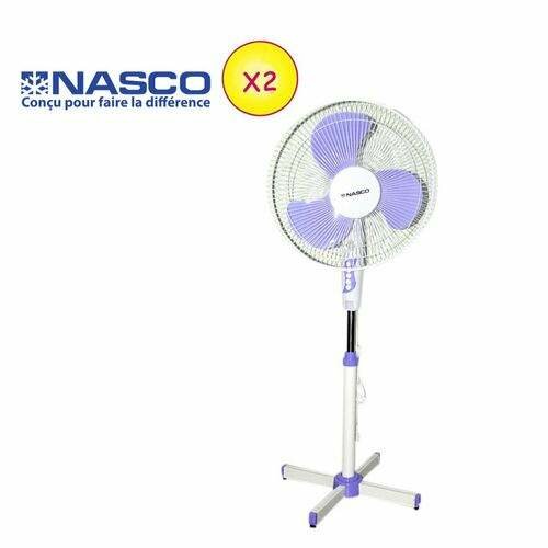 Nasco Lot de 2 Ventilateurs - FS40-24 - 16" - Blanc - Garant