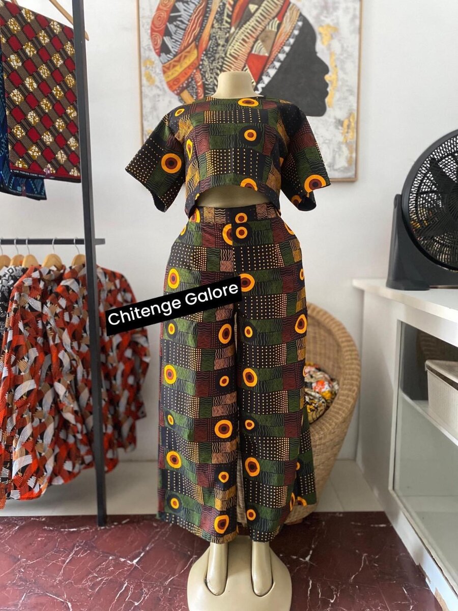 Chitenge 2 piece pants ant crop top