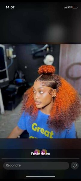 Perruque bouclée ombré roux