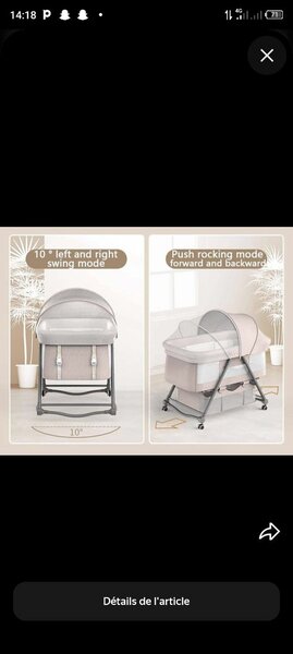 Berceau bébé avec mode balancelle