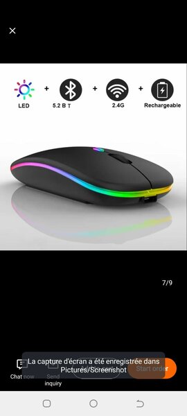 Souris d'ordinateur sans fil rechargeable