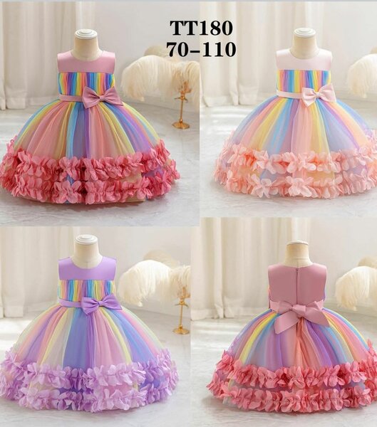 Robe Fille Arc-en-ciel Fleurie