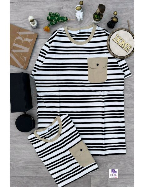 T-shirt à rayures avec poche