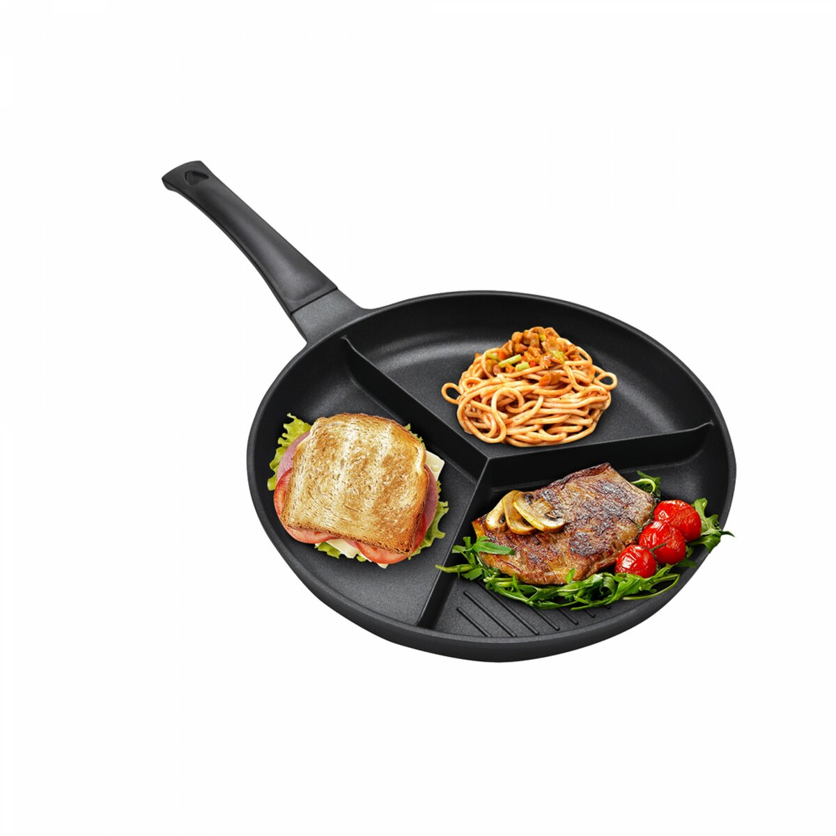 Poêle à frire 3 compartiments antiadhésive