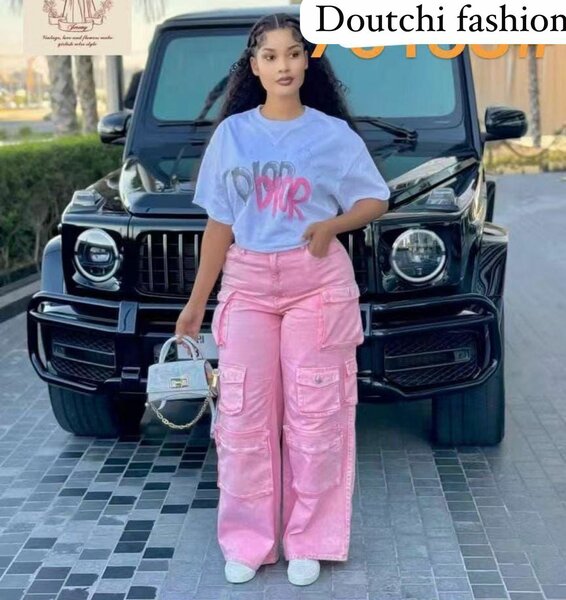 Pantalon cargo rose tendance