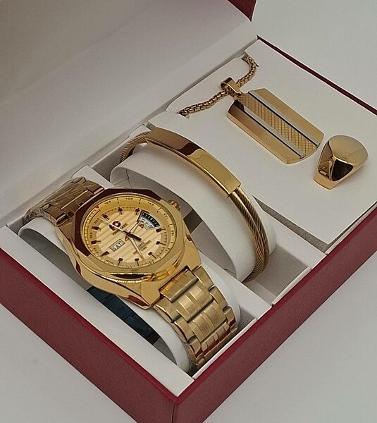 Ensemble Montre et Bijoux doré