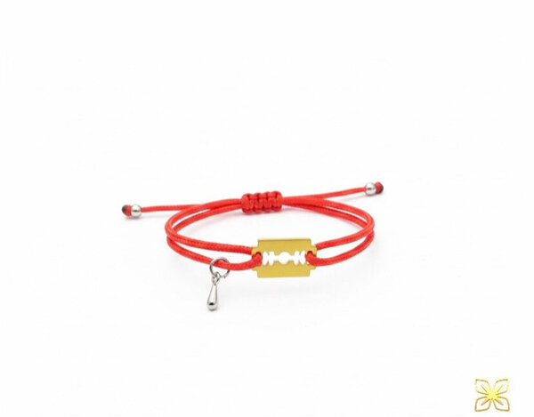 Bracelet corde rouge lame