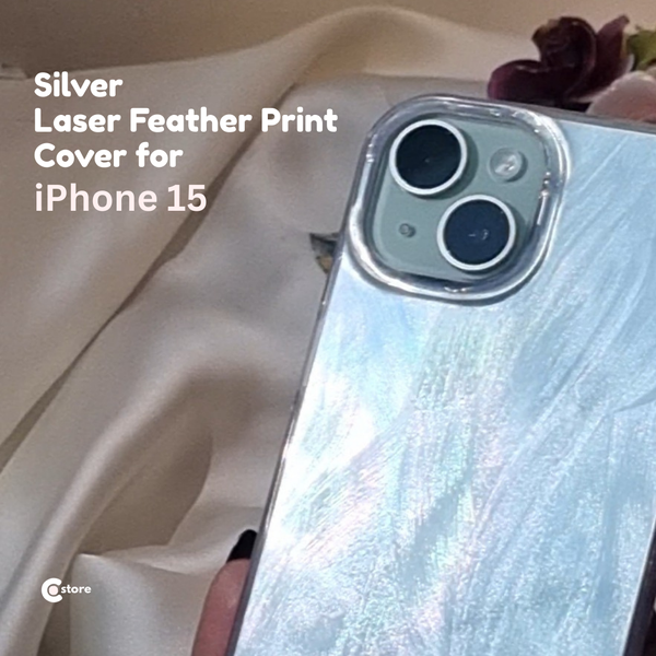 Silver Feather iPhone 15 Cover
