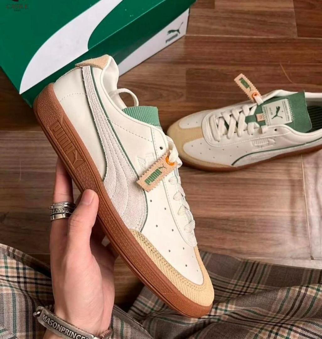 Sneakers rétro en cuir