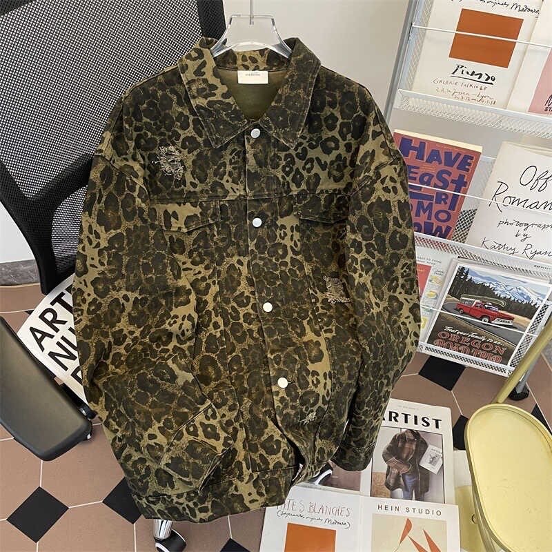 Леопардовая джинсовая куртка