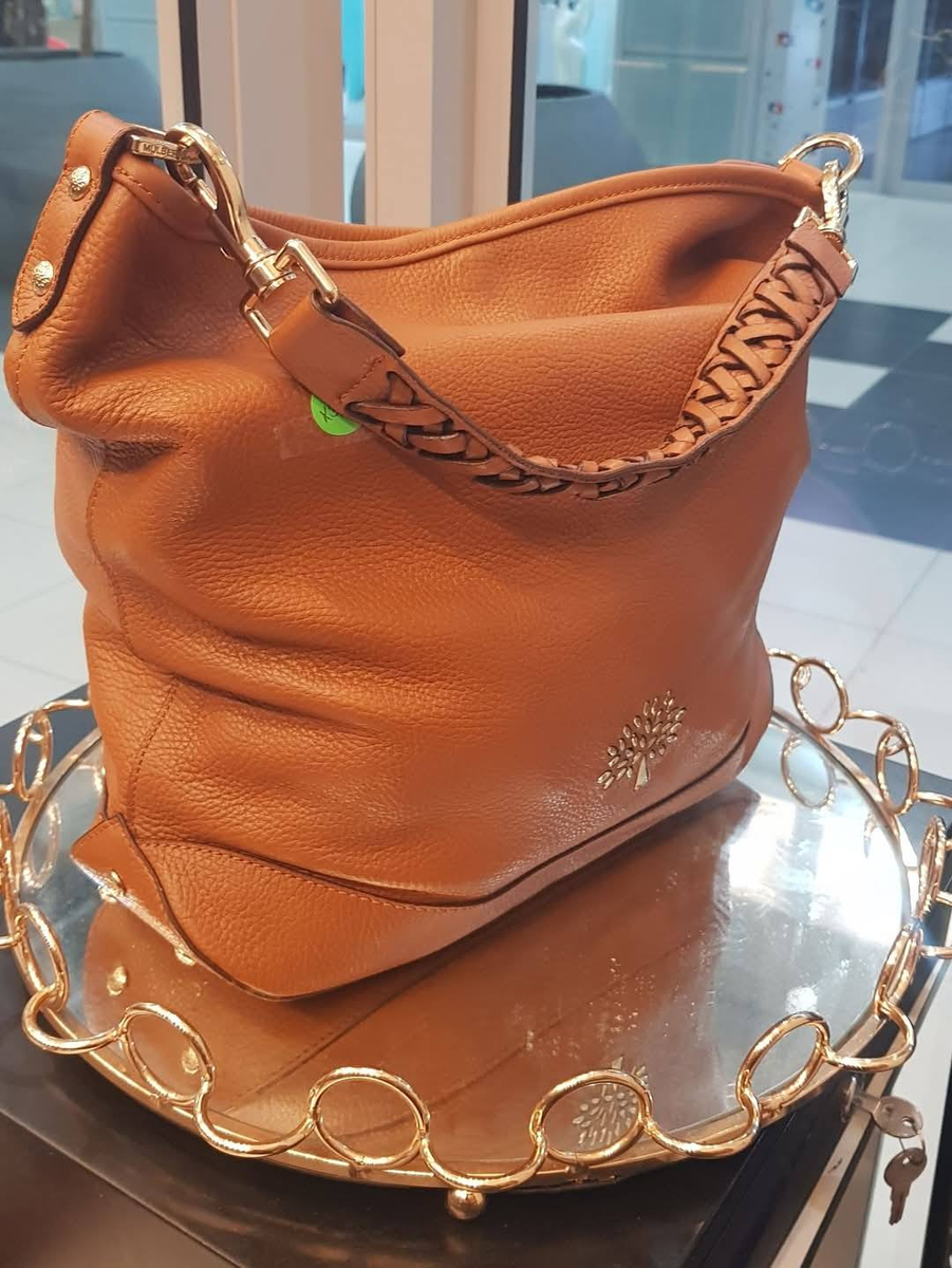 brown leather bag