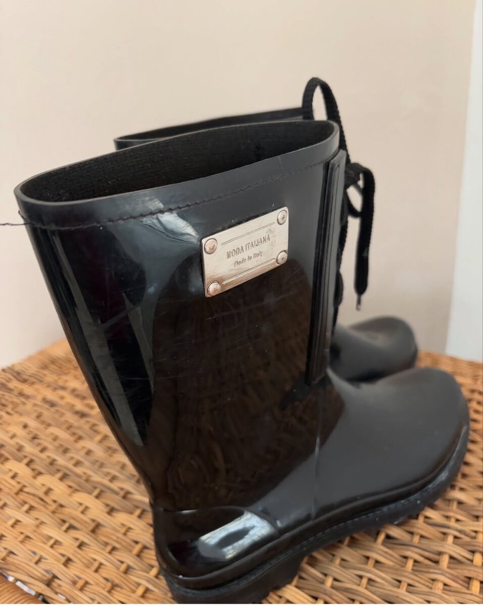 Black rain boots