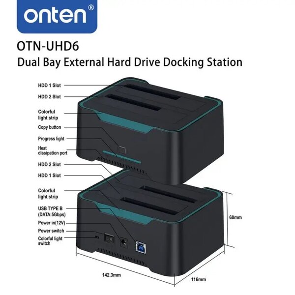 Onten Dual Bay External Hard D