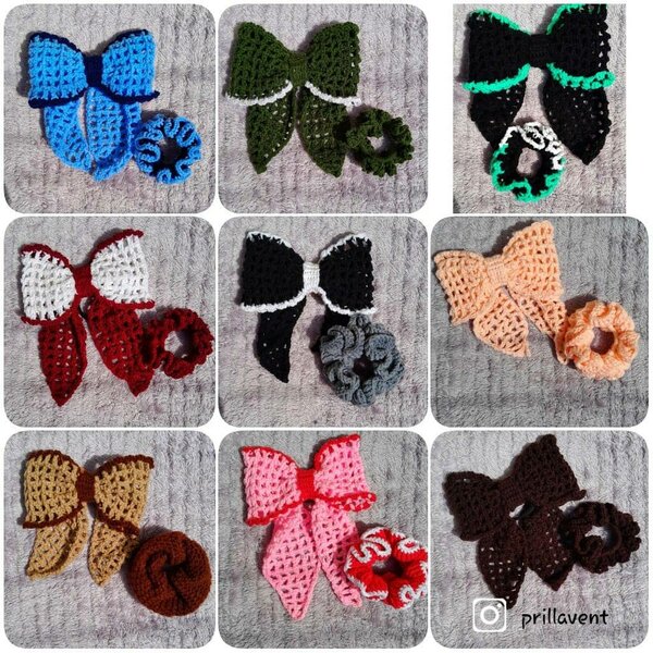 Crochet hairbows and scrunchies