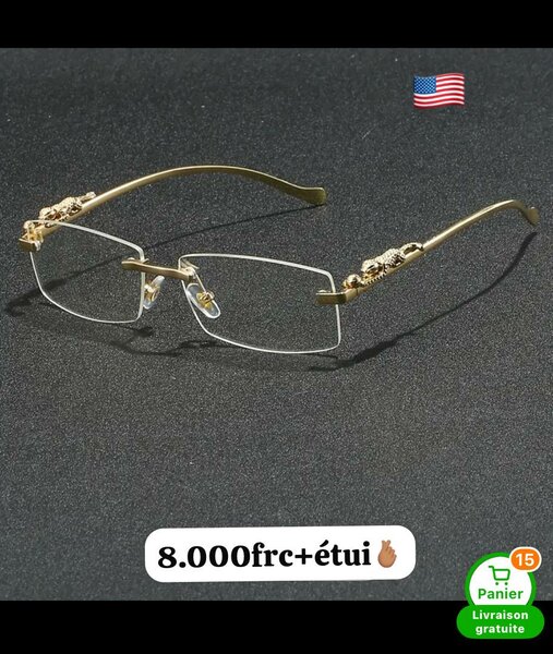 Lunettes de vue transparentes dorées élégantes