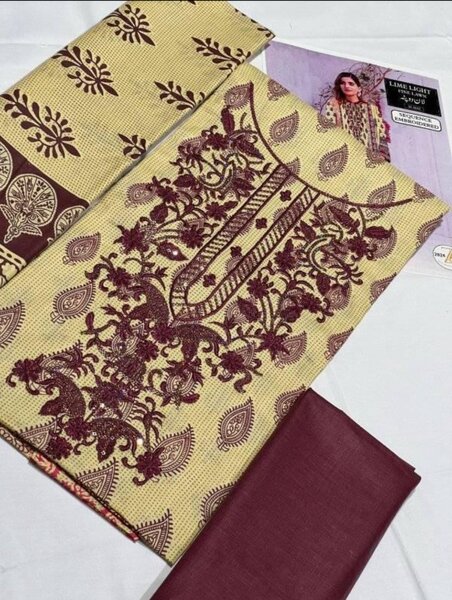 Beautiful embroidery khadar unstitched dress