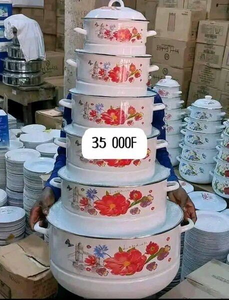 Ensemble de casseroles en émail floral