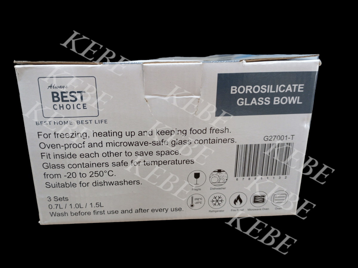 Bol de cuisson en verre lot de 3