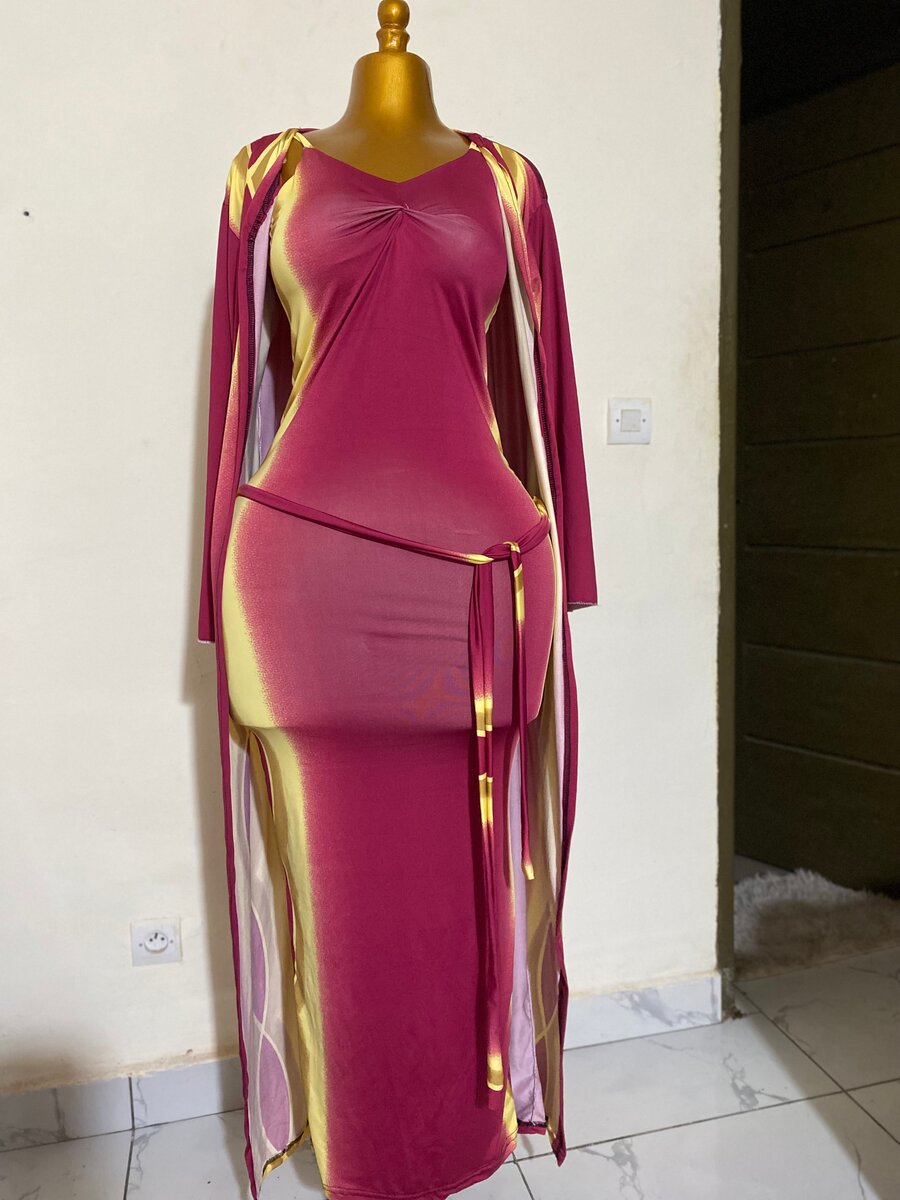 Robe longue à motifs géométriques