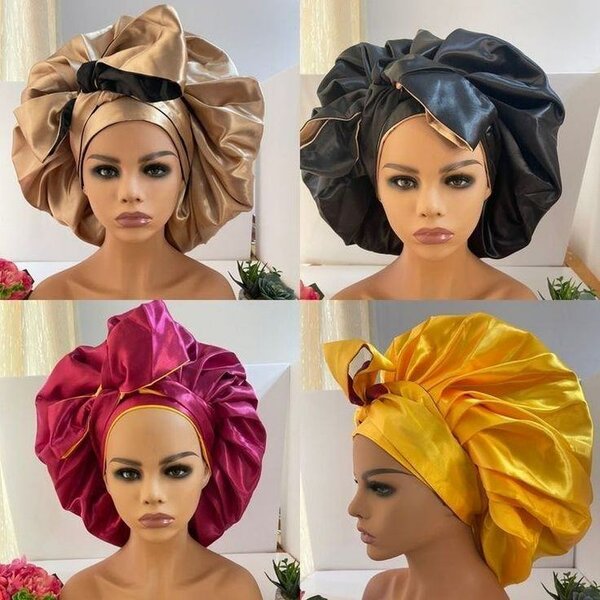 Grand bonnet en satin pour femmes