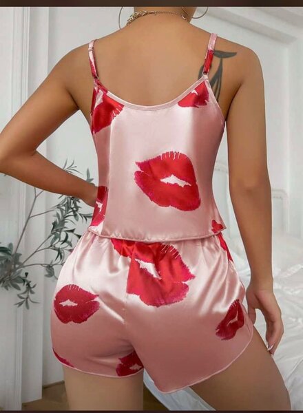 Pyjama femme satiné rose