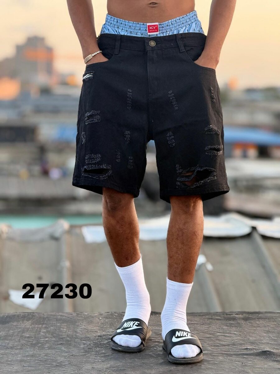 Shorts en jean noirs décontractés