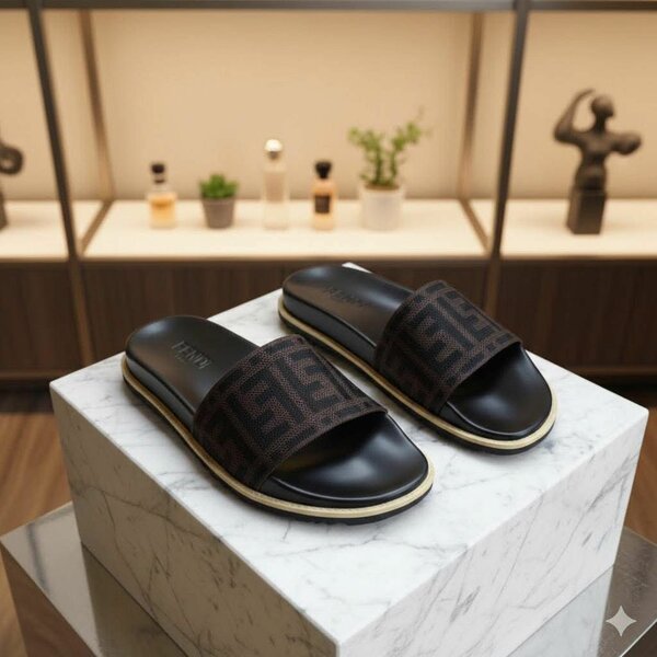 Tongs de luxe en cuir Fendi