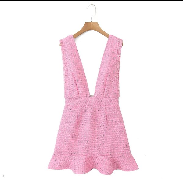 Shoulder strap pink  mini dress
