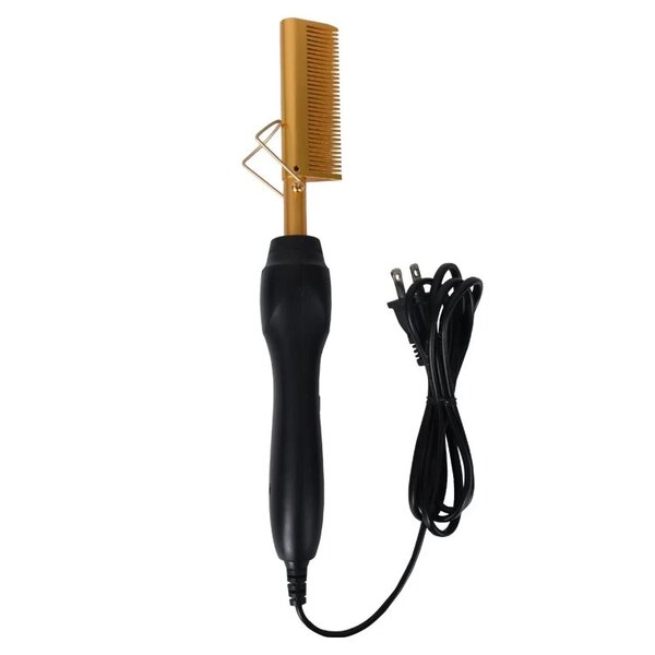 Peigne Chauffant - Lisseur Pour Cheveux-Or / Noir