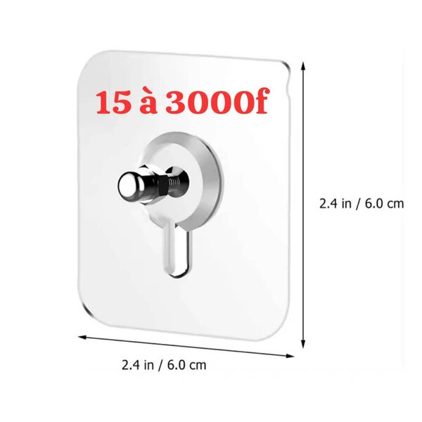 Crochet mural adhésif (à vis)