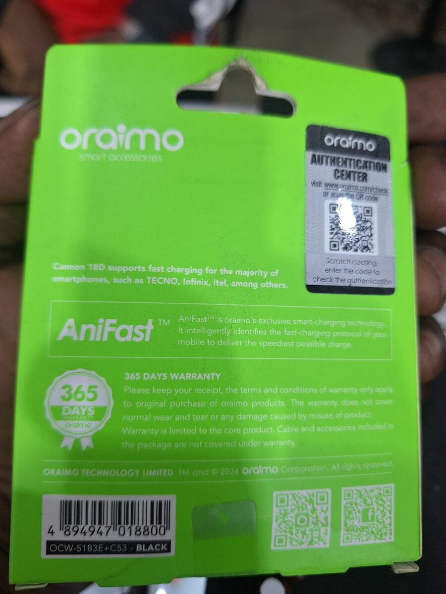 Chargeur Rapide Oraimo 18W