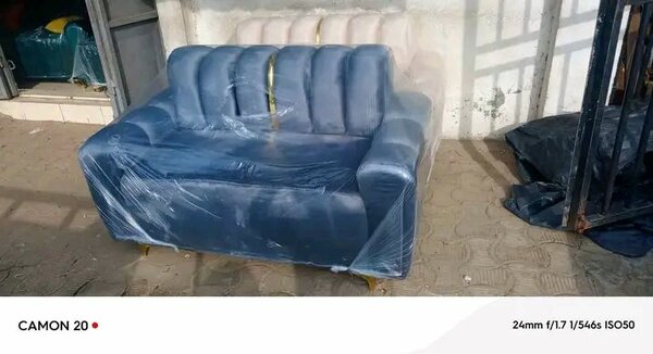 Canapé bleu en cuir artificiel CAMON