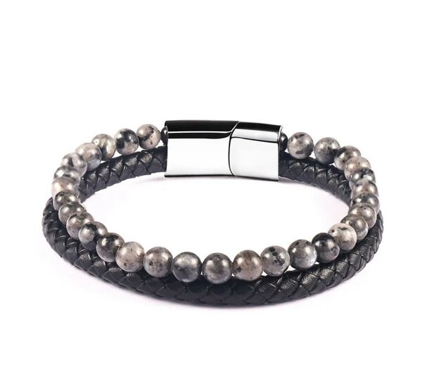 Bracelet en similicuir gris