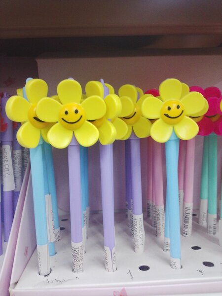 Stylos fleurs sourire colorés