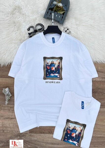 T-shirt blanc imprimé artistique