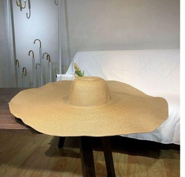 Oversized straw summer beach hat