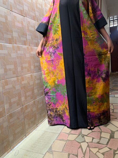 Robe colorée en soie longue