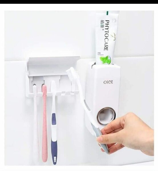 Toothpaste Dispenser and Toothbrush Holder