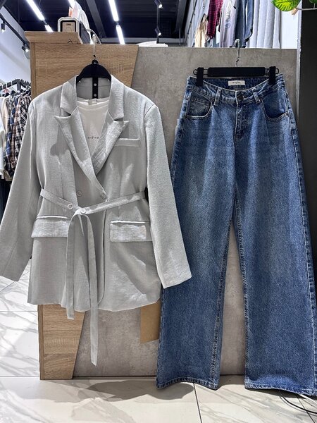 Пиджак из льна с поясом