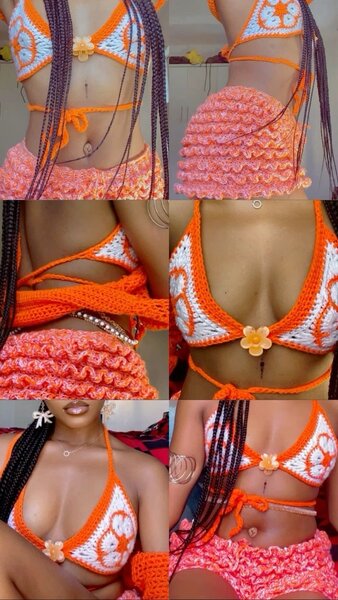 Ensemble de bikini crochet orange