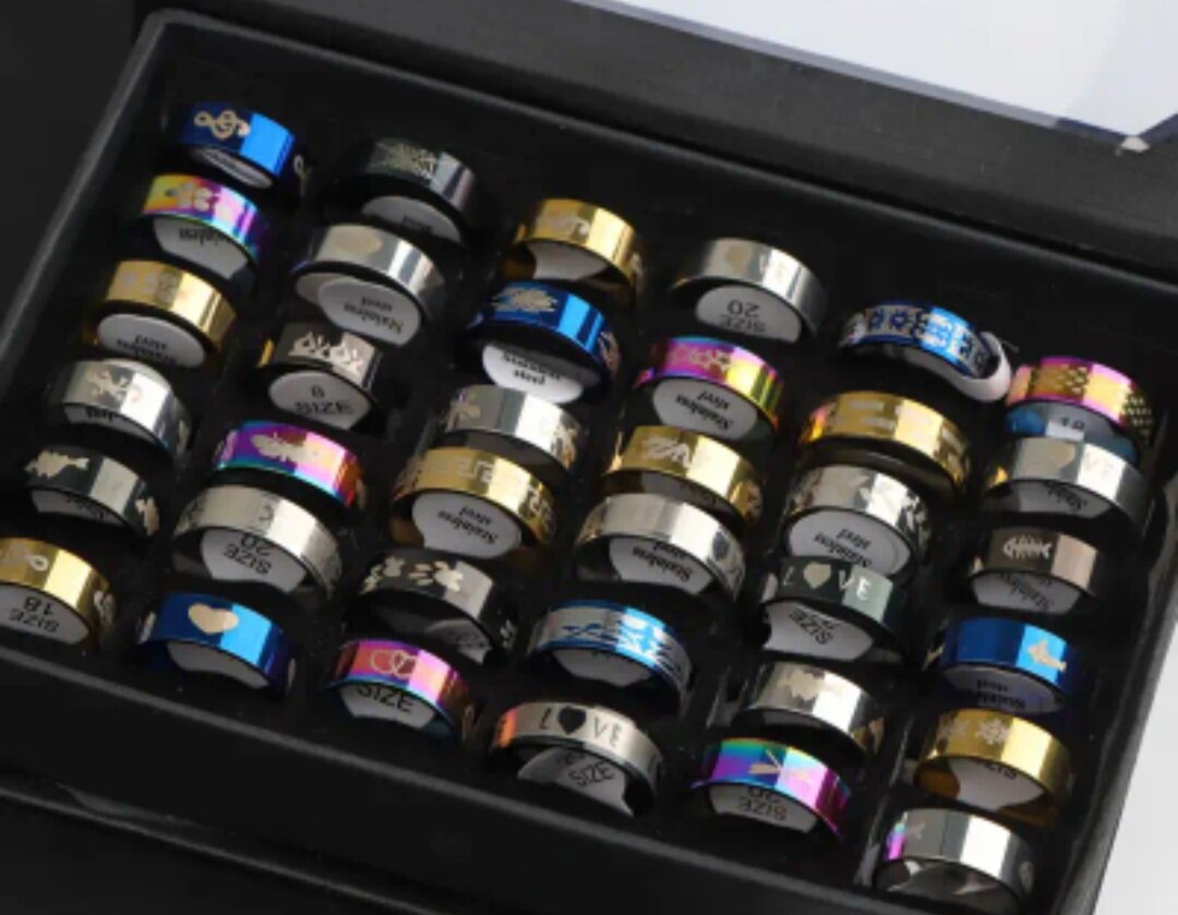 Bague en acier inoxydable multicolore