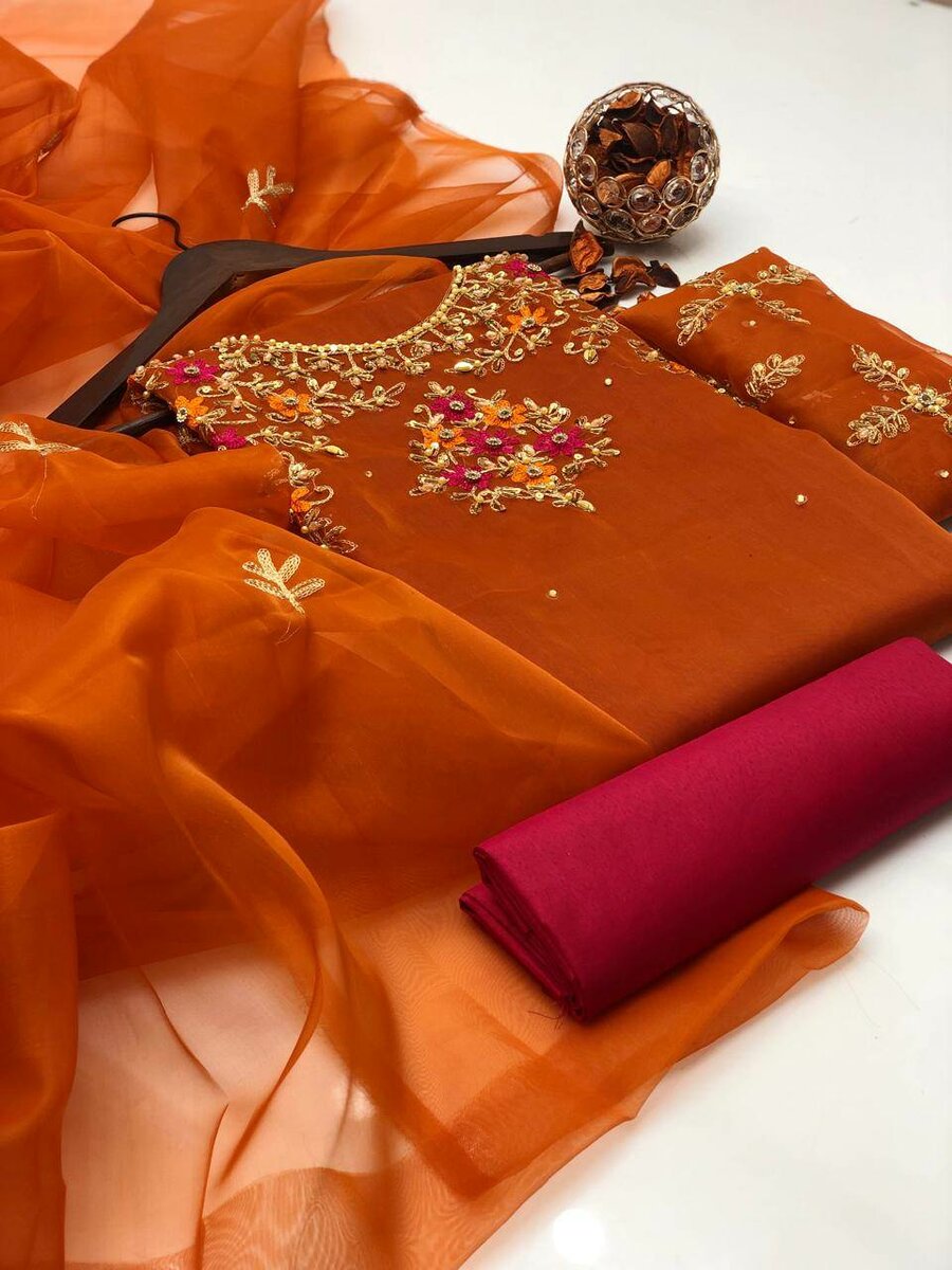 New Eid collection organza 3 pc ,dc free